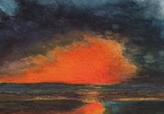 Distant Lights looking over the sand dunes - 2011 - 30x60 - Ink on Paper -001